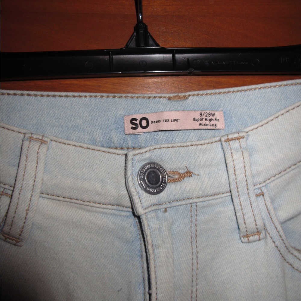 SO Women's Soft Blue High Rise Wide Leg Jeans